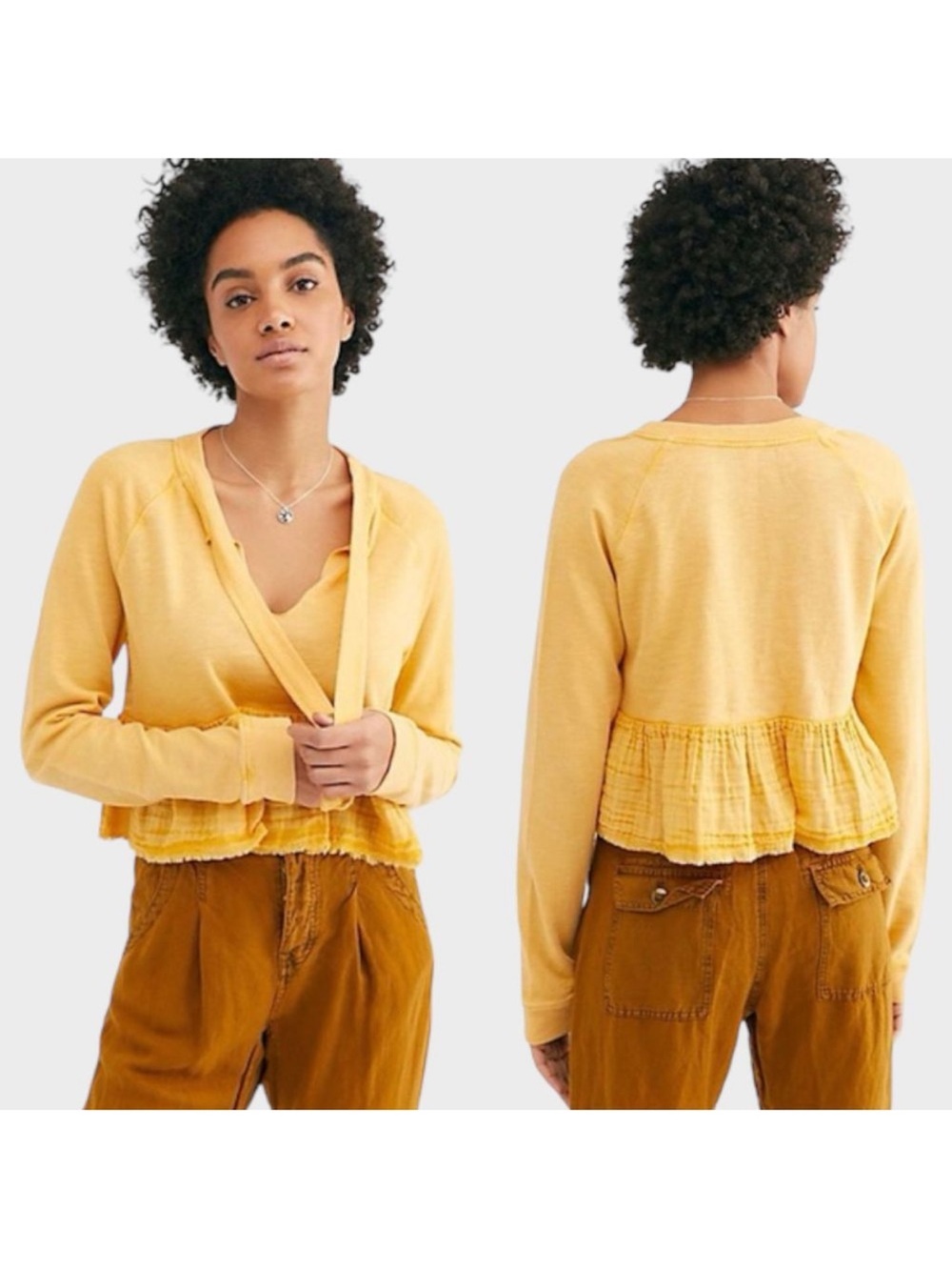 Free People Sweet Jane Yellow sweatshirt Top XS